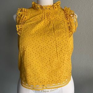 Anthropology yellow eyelet top